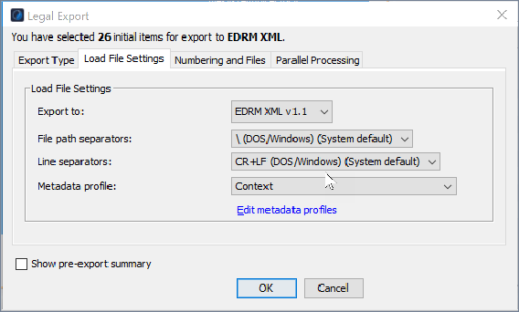 Export a legal load file